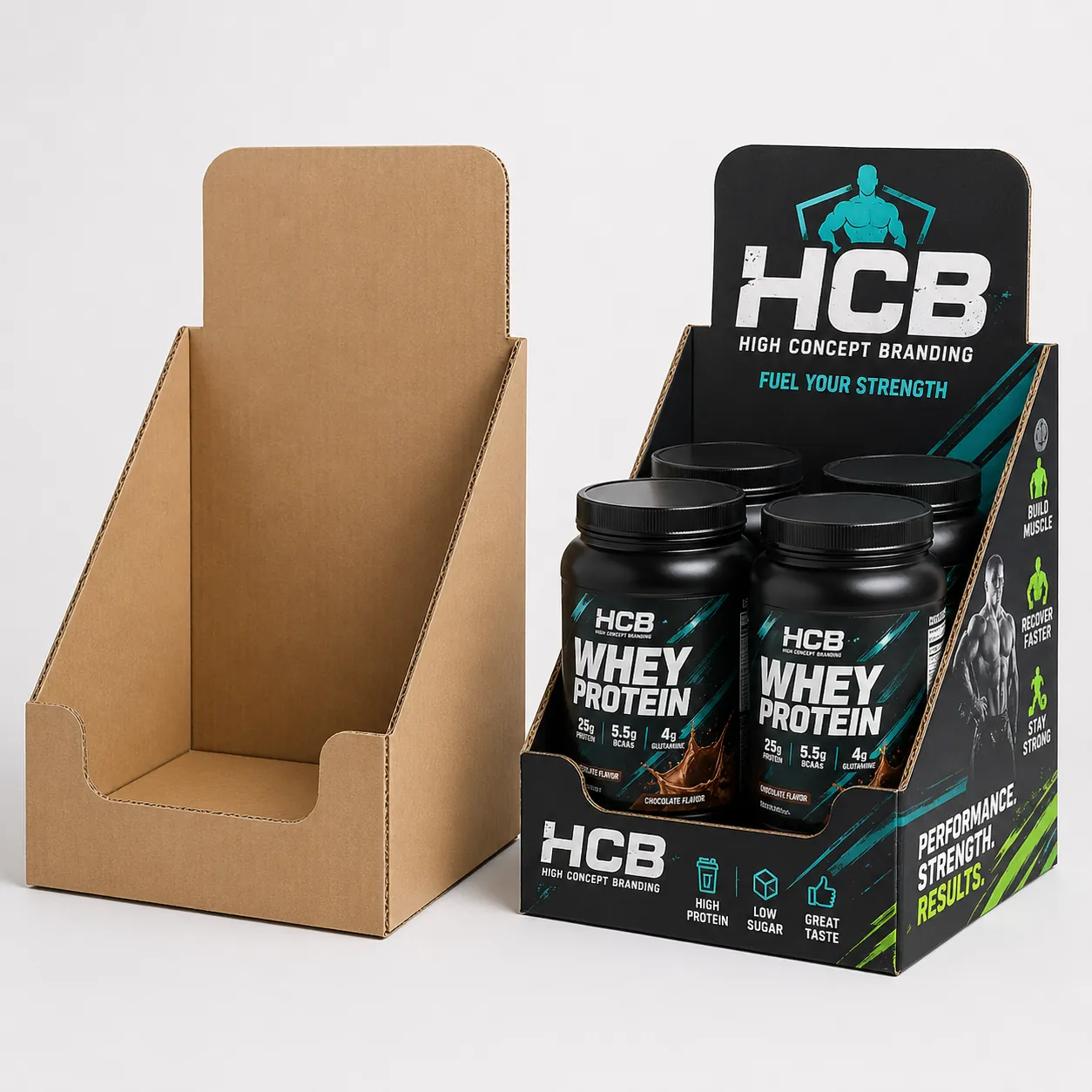 Corrugated shipping boxes for wholesale premium whey protein supplement jars